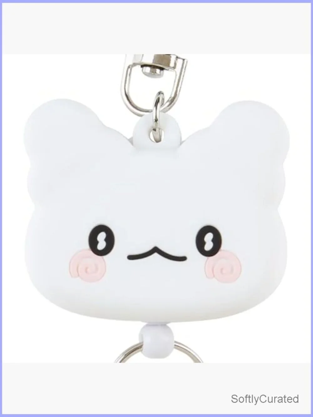 Retractable PVC Keychain with Face Shape Design, Split Ring Closure